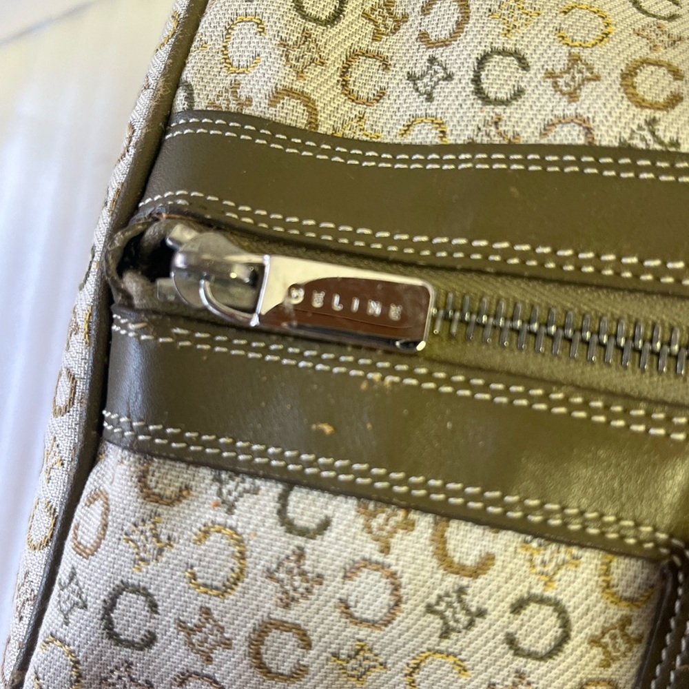 CELINE Mini Boston Macadam Beige Khaki Green Silver Hardware Vtg Celine handbags - Picture 7 of 14